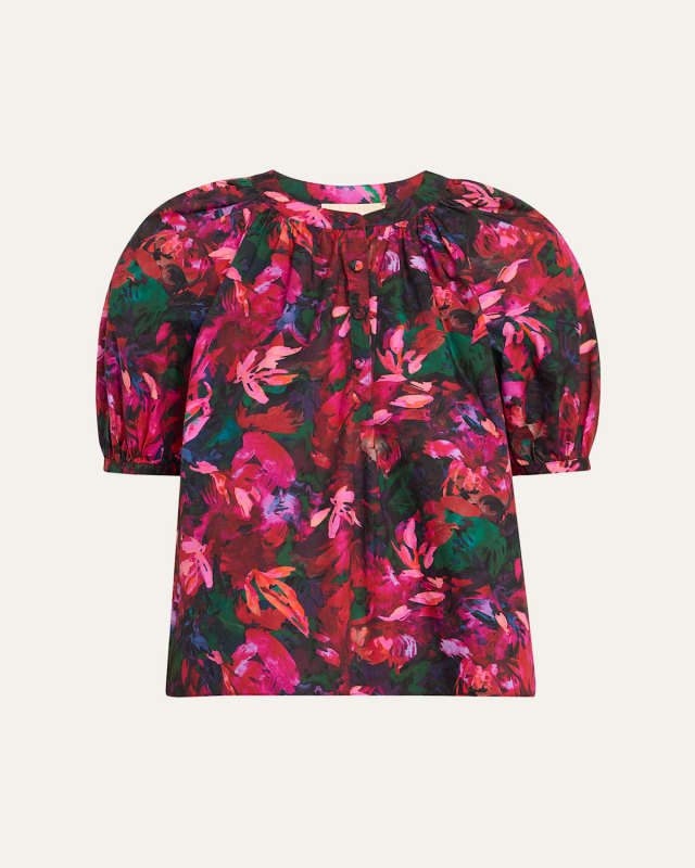 Vienne Floral Puff-Sleeve Blouse